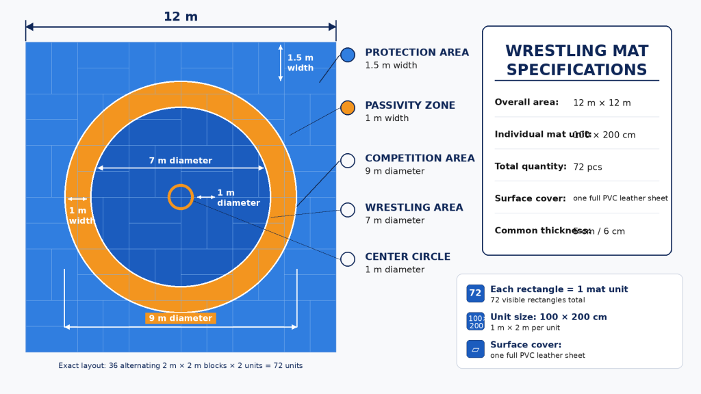 UWW Wrestling Mat Dimensions: Official Size, Zones, Thickness, and Layout Guide
