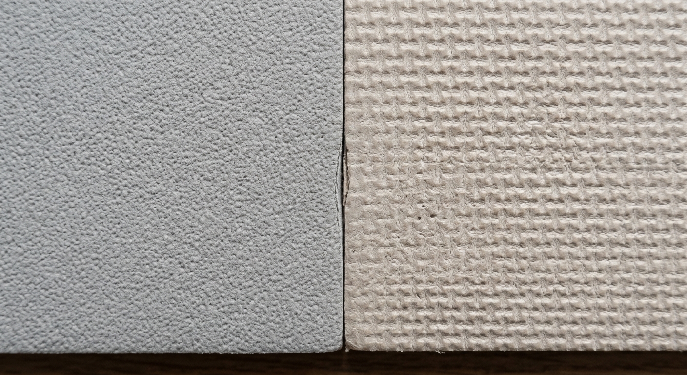 Macro comparison of stippled and smooth foam mat textures